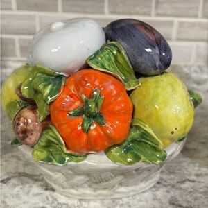 Colorful Vintage Ceramic Fruit Basket Decor